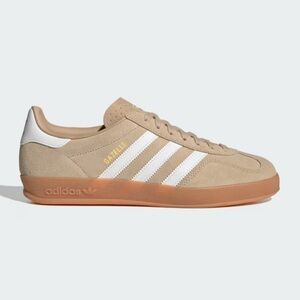 RARE…adidas Gazelle Sneakers Beige with White Stripes and Gum Sole